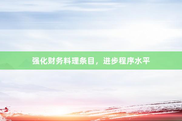 强化财务料理条目，进步程序水平